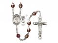  St. Christopher/Martial Arts Centre Rosary w/Aurora Borealis Garnet Beads 