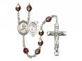  St. Sebastian/Track & Field Centre Rosary w/Aurora Borealis Garnet Beads 