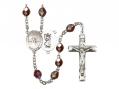  St. Christopher/Water Polo-Men Centre Rosary w/Aurora Borealis Garnet Beads 