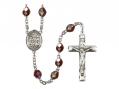  St. Germaine Cousin Centre Rosary w/Aurora Borealis Garnet Beads 