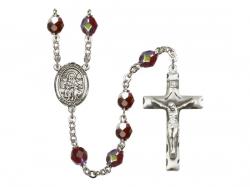  St. Germaine Cousin Centre Rosary w/Aurora Borealis Garnet Beads 