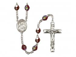  St. Pius X Centre Rosary w/Aurora Borealis Garnet Beads 