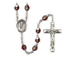 St. Philip Neri Centre Rosary w/Aurora Borealis Garnet Beads 