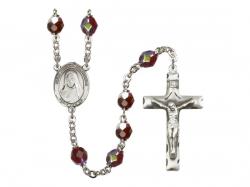  St. Pauline Visintainer Centre Rosary w/Aurora Borealis Garnet Beads 