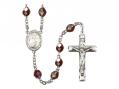  St. Jeanne Chezard de Matel Centre Rosary w/Aurora Borealis Garnet Beads 