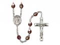  St. Lucy Centre Rosary w/Aurora Borealis Garnet Beads 