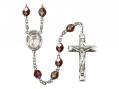  St. Joseph Marello Centre Rosary w/Aurora Borealis Garnet Beads 