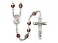  St. Pius V Centre Rosary w/Aurora Borealis Garnet Beads 