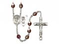  St. Christopher/Dance Centre Rosary w/Aurora Borealis Garnet Beads 