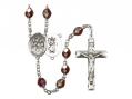  St. Christopher/Choir Centre Rosary w/Aurora Borealis Garnet Beads 