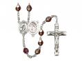  St. Sebastian/Track & Field Centre Rosary w/Aurora Borealis Garnet Beads 
