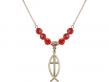  Fish/Cross Medal Birthstone Necklace Available in 15 Colors 