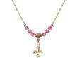  Fleur de Lis Medal Birthstone Necklace Available in 15 Colors 