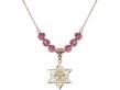  Star of David w/Cross Medal Birthstone Necklace Available in 15 Colors 