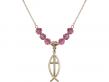  Fish/Cross Medal Birthstone Necklace Available in 15 Colors 