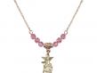 Guardian Angel Medal Birthstone Necklace Available in 15 Colors 