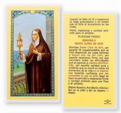  \"ORACION A SANTA CLARA DE ASIS\" Laminated Prayer/Holy Card (25 pc) 