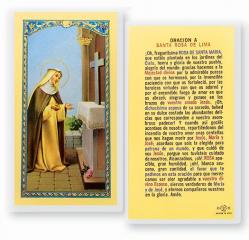  \"ORACION A SANTA ROSA DE LIMA\" Laminated Prayer/Holy Card (25 pc) 
