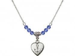  Heart/Confirmation Medal Birthstone Necklace Available in 15 Colors 
