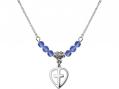  Heart/Cross Medal Birthstone Necklace Available in 15 Colors 