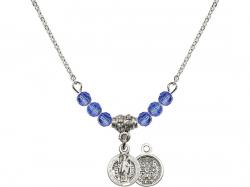  St. Benedict Medal Birthstone Necklace Available in 15 Colors 