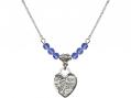  St. Michael Heart Medal Birthstone Necklace Available in 15 Colors 