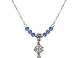  Celtic Cross Medal Birthstone Necklace Available in 15 Colors 