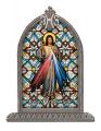  DIVINE MERCY TEXTURED ITALIAN ART GLASS IN ARCHED FRAME 