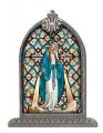  O.L. OF GRACE TEXTURED ITALIAN ART GLASS IN ARCHED FRAME 