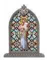  O.L. OF DIVINE INNOCENCE TEXTURED ITALIAN ART GLASS IN ARCHED FRAME 