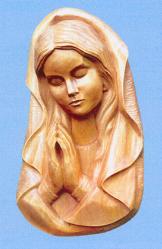  Praying Madonna in Carved Wood for Church & Home - 11\" 