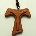  Wood Franciscan Tau Cross Neck Pendant Crucifix with Black Cord 