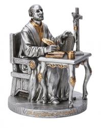  St. Ignatius of Loyola Statue in a Pewter Style w/Gold Trim, 6.5\"H 