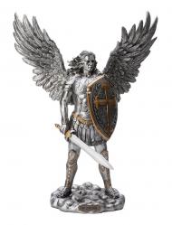  St. Michael Statue Without the Devil - Pewter Style w/Gold Trim, 13.5\"H 