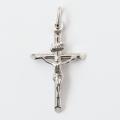  Sterling Silver Rhodium Plated Small Round Tube Crucifix 