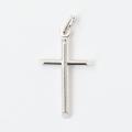  Sterling Silver Rhodium Plated Small Round Tube Cross 