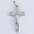  Sterling Silver Rhodium Plated Medium Saint Benedict Crucifix 