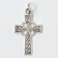  Sterling Silver Rhodium Plated Medium Ornate Celtic Cross 