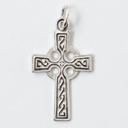  Sterling Silver Rhodium Plated Medium Ornate Celtic Cross 