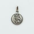  Sterling Silver Small Round Saint Christopher Medal With Car 