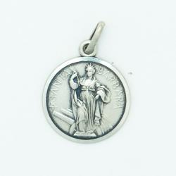  Sterling Silver Medium Round Saint Barbara Medal 