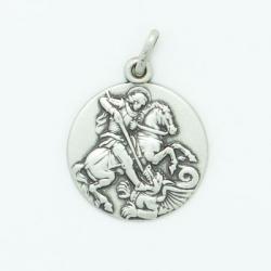  Sterling Silver Medium Round Saint George Medal 