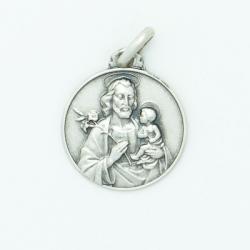  Sterling Silver Medium Round Saint Joseph Medal 