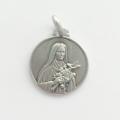  Sterling Silver Medium Round Saint Therese Medal 