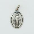  Sterling Silver Medium Oval Miraculous Medal - Latin Text 