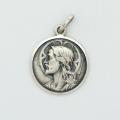  Sterling Silver Medium Round Jesus Medal 