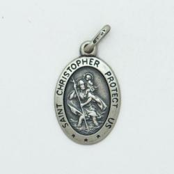  Sterling Silver Medium Oval Saint Christopher Medal 