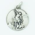  Sterling Silver Large Round Saint Michael Medal 