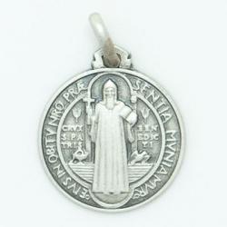  Sterling Silver Large Round Saint Benedict Medal 