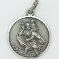  Sterling Silver Extra Large Round Saint Christopher Medal 